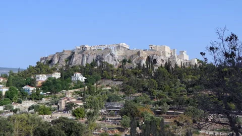 View Of The Acropolis And Ancient Agora Of Athens Greece Stock Footage 314280709