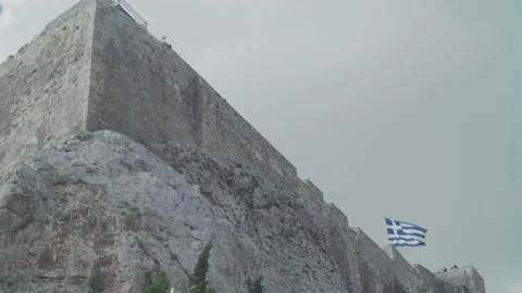 View of Acropolis walls in Athens Stock Footage 166419715