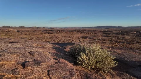 View across the arid terrain from Moon Rock at Augrabies. Stock Footage 306838257