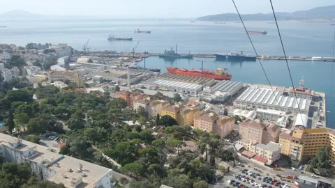 View across the Bay of Gibraltar from the cable car. Stock Footage 220333792