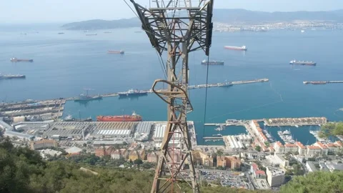View across the Bay of Gibraltar from the cable car. Stock Footage 220334293