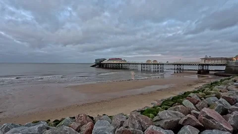 View across Cromer Beach, Norfolk Coast Stock Footage 322978007