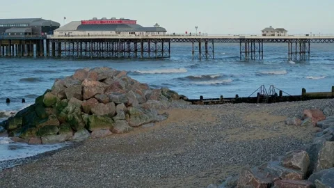 View across Cromer beach on the North Norfolk Coast Video stock 304287829