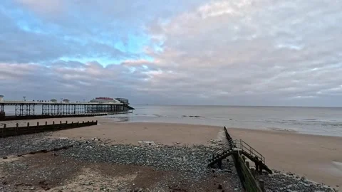View across Cromer beach, North Norfolk Coast Video stock 322977060