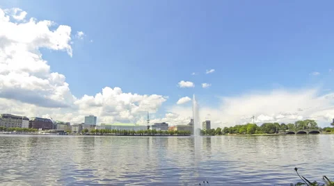 View across the Inner Alster Lake in Hamburg, Germany Stock Footage 40314848