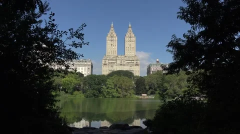 View across the Lake in Central Park (4K), Manhattan, New York, United States. Stock Footage