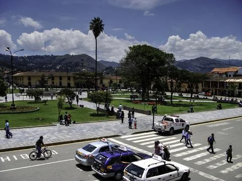 View Across Main Square Cajamarca Peru Stock Photos