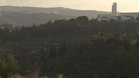 View across valley in Jerusalem at Sundown Stock Footage 86759051
