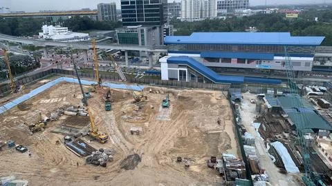 View of an active construction site Stock Photos