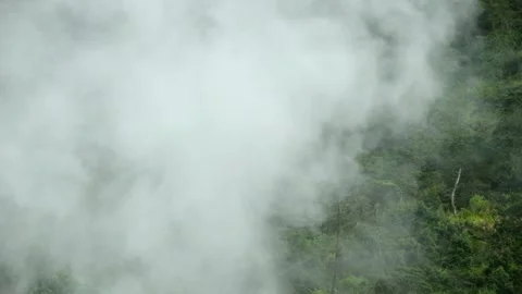 View of an active crater spewing white hot steam Vídeo Stock 319906854