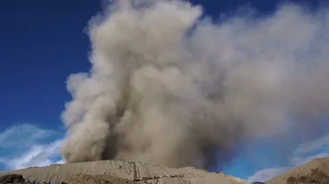 View of active smoking Bromo volcano on East Java, Indonesia Stock Footage 67581138