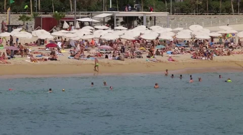 View the activity on the beaches of Barcelona.Time lapse Stock Footage 54275318