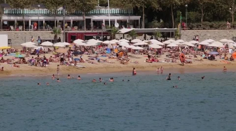View the activity on the beaches of Barcelona.Time lapse Stock Footage 54275405