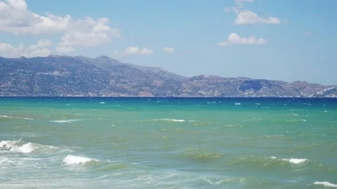 View on Aegean sea from side of Rethymno city, Crete, Greece Stock Footage 163299643