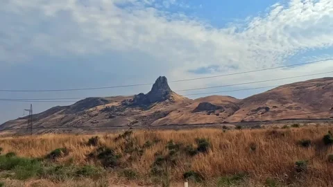 View from afar of the sacred Beshbarmag mountain in Azerbaijan Stock Footage 317387357