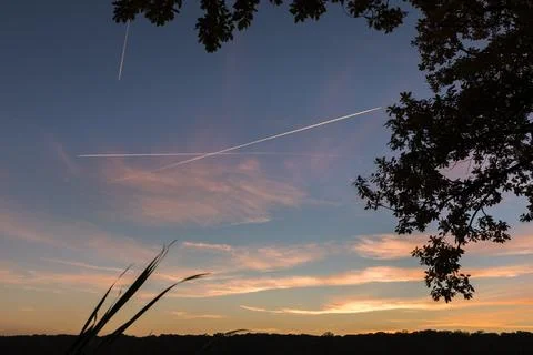 View after sunset over the lake Foto stock