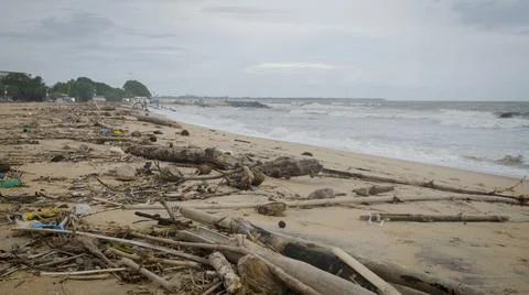 The view after tsunami on the beach Stock Photos