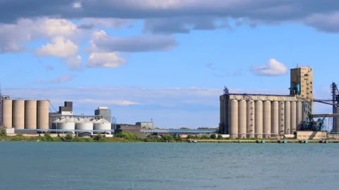 View of Agri-Industries facility in Windsor, Ontario, that serves as a hub .. Stock Footage 317804465
