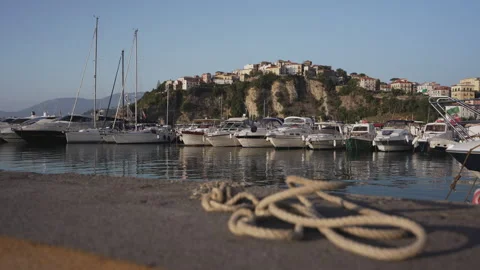View of Agropoli's harbor and docks Видео 278964369
