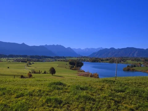 View from Aidlinger Hoehe in Bavaria, Germany Stock Footage 82058539