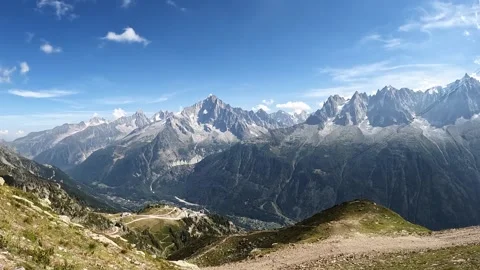 View of the Aiguille du Plan, a mountain in the Mont Blanc Mont Blanc massif Stock Footage 258024617