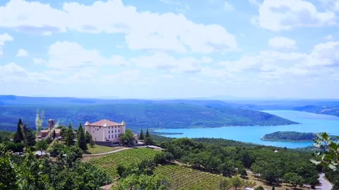 View of Aiguines Castle, with the Verdon in the background Stock Footage 279159502