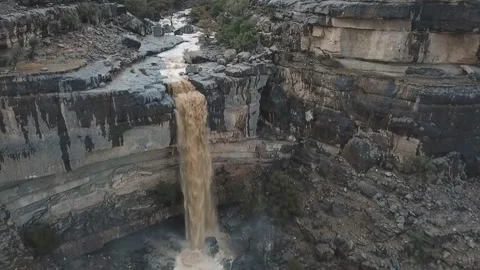 View from the air to the mountain stream of water El Ahdar - mountain Video stock 106958233