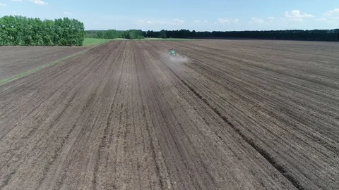 View from the air working on the tractor Stock Footage 93951333
