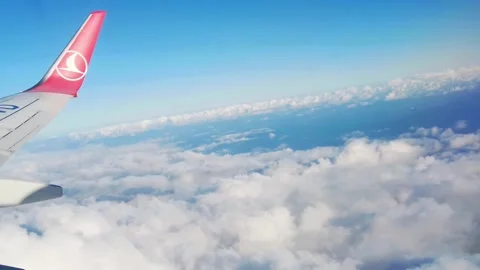 A view from the aircraft flying over the clouds Stock Footage 283689036