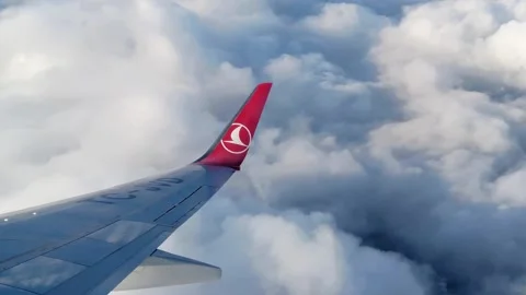 A view from the aircraft flying over the clouds Stock Footage 283689061