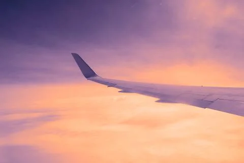 View of aircraft wing Stock Photos