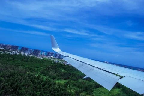 View of aircraft wing Stock Photos