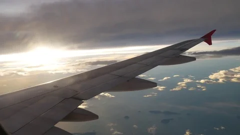 A view from the airplane. The aircraft is flying through the clouds Видео 71943156