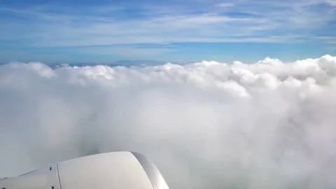 A view from the airplane. The aircraft is flying through the clouds.Air tra.. Stock Footage