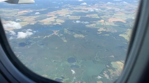 View from airplane approaching Berlin in June Stock Footage 199040672
