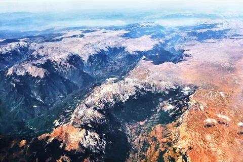 View from airplane on Earth surface Stock Photos