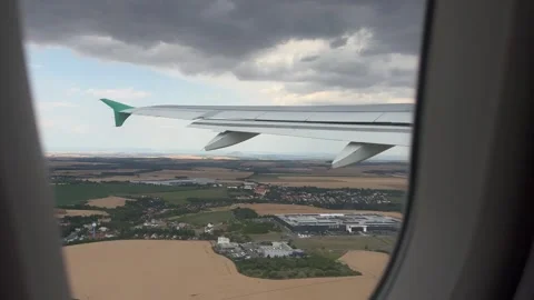 View from airplane flying over Czech Republic in summer and getting into clouds Stock Footage 246972813