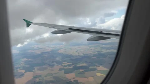 View from airplane flying over Czech Republic in summer and getting into clouds Stock Footage 246972975