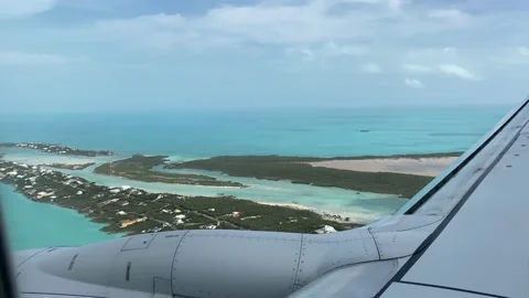 View from the airplane flying over the Islands in the Caribbean Stock Footage 197462714