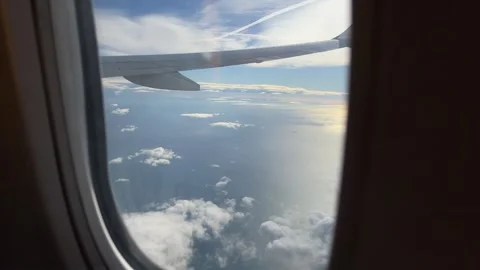 View from airplane flying over Mediterranean sea and Spain Stock Footage 255901745