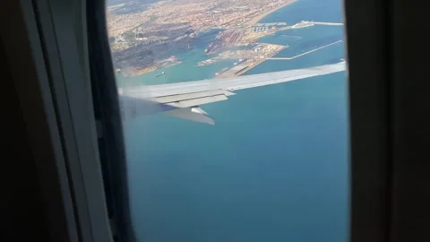 View from airplane landing in Valencia Stock Footage 255046776