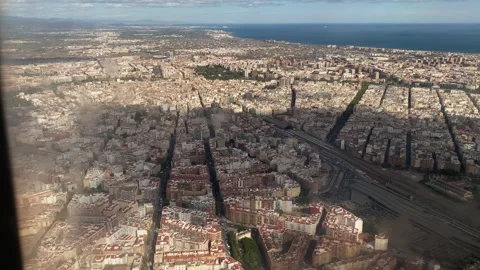 View from airplane landing in Valencia Stock Footage 255046897