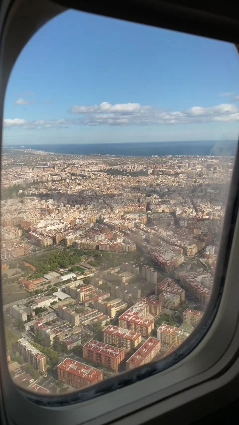 View from airplane landing in Valencia. Vertical Stock Footage 255046925