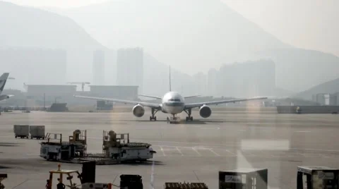 View of Airplane from Lounge Stock Footage 1045111