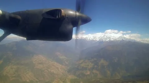View on an airplane propeller and nature in the back Stock Footage 24673673