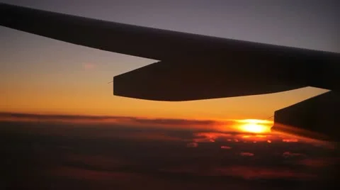 View from airplane, sunset Stock Footage 10888541