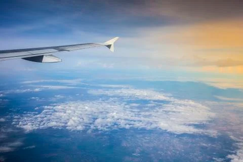 View from airplane on top of cloud Stock Photos