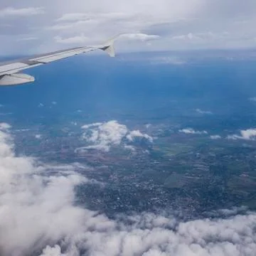 View from airplane on top of cloud Stock Photos
