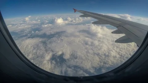 View from the airplane while flying.  Stock Footage 77412639