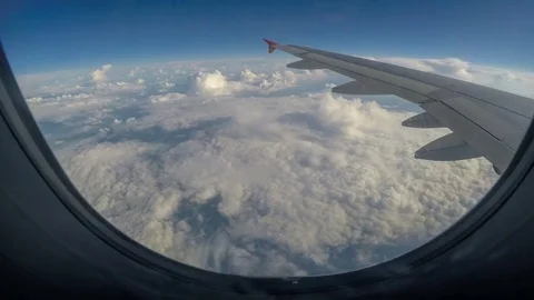View from the airplane while flying. Full HD Stock Footage 72869820